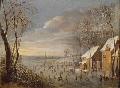 Escena de patinaje o efecto de nieve de Robert van den Hoecke